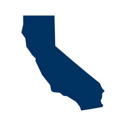 Navy blue silhouette of California